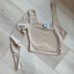 Princess Polly Tan One Shoulder Crop Top